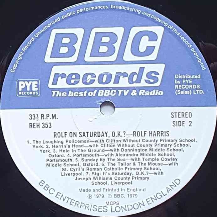 REH 353 Rolf on Saturday OK Rolf Harris from the BBC records and Tapes library Label